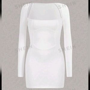 NWT/ NIB Shein square neck bodycon dress | white | size XS